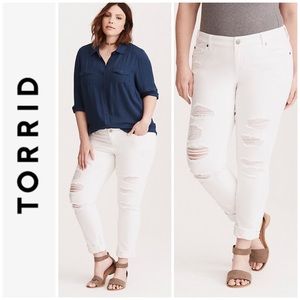 Torrid Boyfriend Jeans- White With Ripped Destruction (REGULAR)